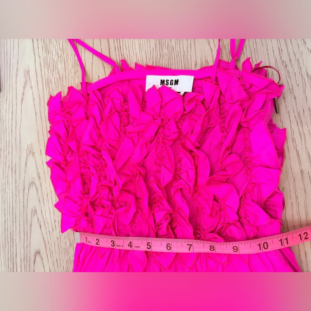 MSGM Fuchsia Ruffled Tiered Midi Dress Size 38 (XS) - Picture 10 of 12